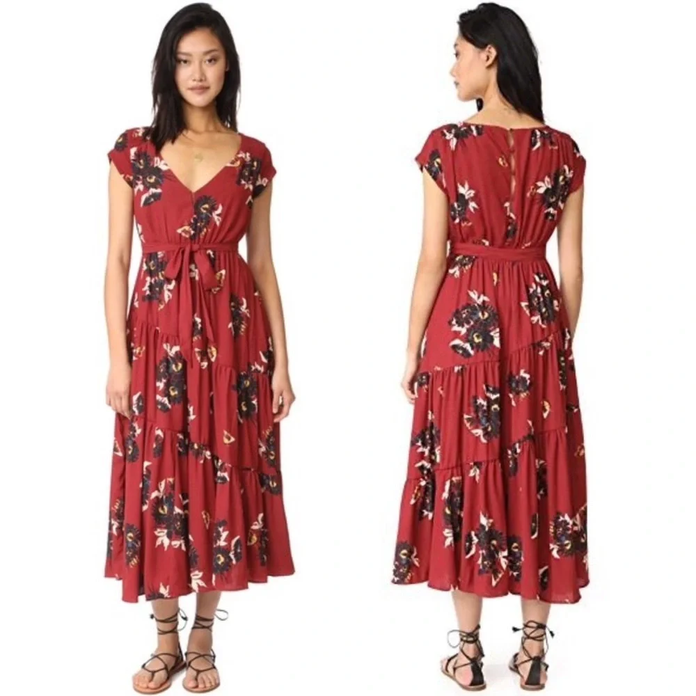 Free People All I Got Floral Maxi Dress Red Combo - Picture 5 of 12